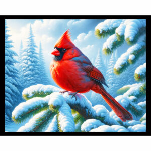Cardinal on Snowy Fir